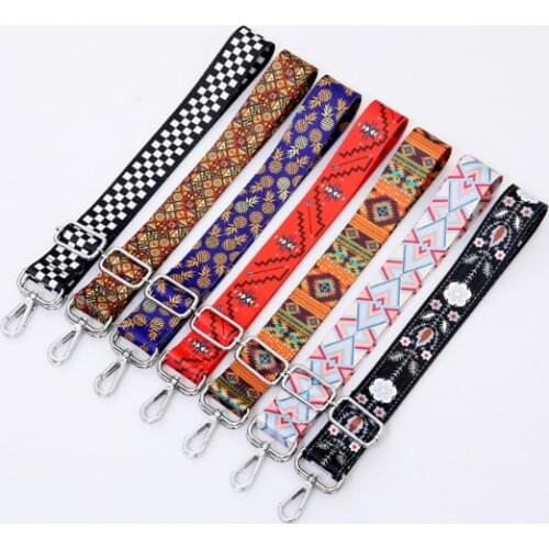 HJKL Nylon/Cotton Bag Strap Woman Colored Straps for Crossbody Messenger Shoulder Bag Accessories Adjustable Embroidered Straps