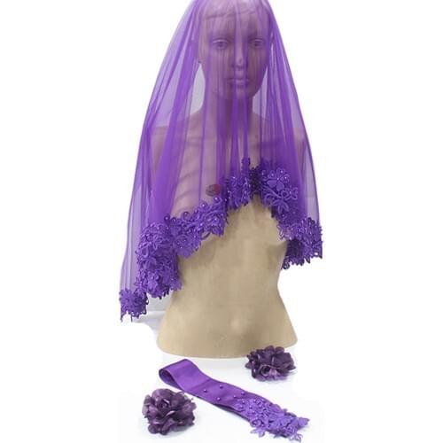 Luxury Pearls Veil Set Henna Night Bridal Veil Bridal Sequin Set Purple Bridal Veil Bridal Veil Set Colorful Bridal Veil