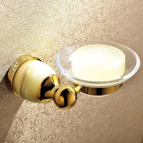 Luxury Glass & Brass & Jade Gold Bathroom Accessories Soap Dishes / golden Soap Holder/Soap Case home decoration