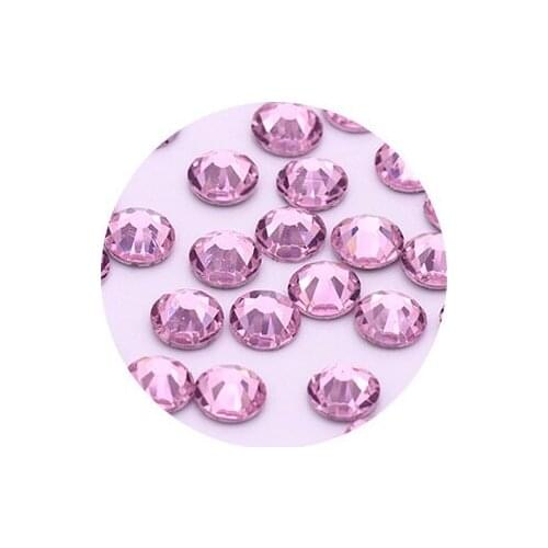 SS5-SS30 Glass Crystal pink Hot Fix Rhinestones Iron On Stones Flatback Clear Hotfix Rhinestones For Wedding Dress Shoes Diy