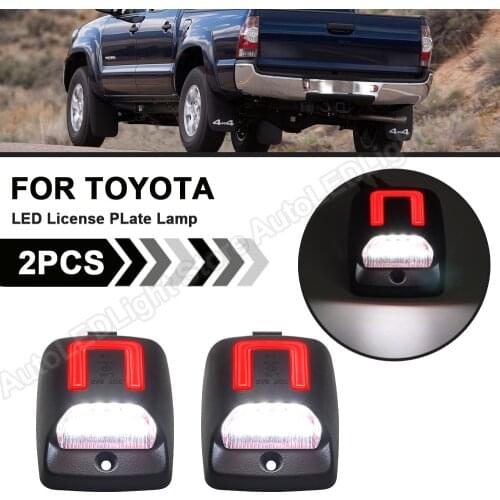 2Pcs LED License Plate Lamp Number Plate Light Error Free For Toyota Tacoma 2005-2015 Toyota Tundra 2000-2013 White+Red Light