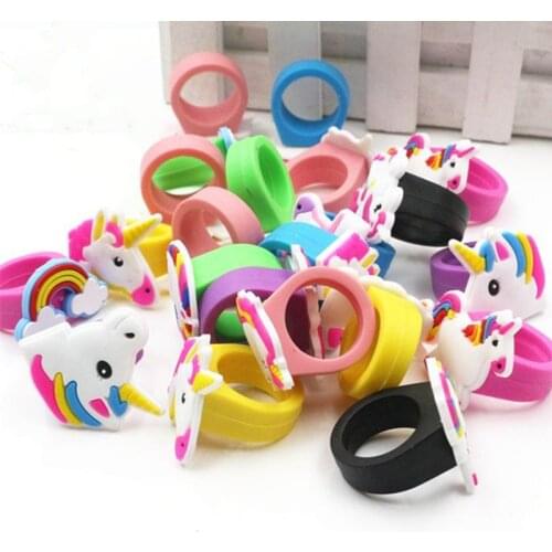 10pcs Rainbow Unicorn Party Decoration Unicornio Rubber Ring Birthday Party Decorations Kids Favors Baby Shower Decor Supplies