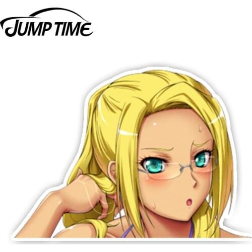 Jump Time 13cmx7.8cm Amagi Brilliant Park BIG HEAD Anime Decal Funny Cartoon Sexy Car Stickers Vinyl Decor For Car Window Bumper