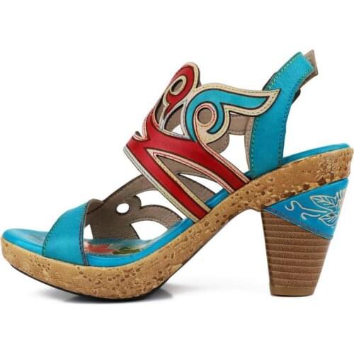 YourSeason Ladies Platform Shoes Genuine Leather 2021 New Mixed Colors Handmade Concise Women Buckle Strap Vintage Sandals
