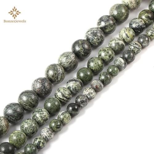 Green Wholesale AAA+ Zebra Jaspers Natural Stone Round Beads For Jewelry Making DIY Bracelet Necklace 6/8/10 mm Strand 15