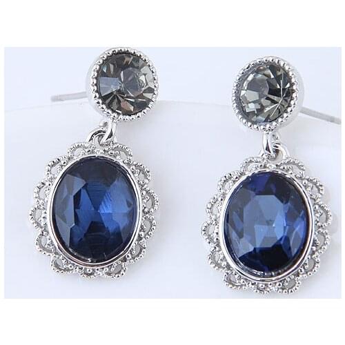 Luxury blue cristal studs Earrings crystal earrings for women Boucle d'oreille silver earrings fashion jewelry
