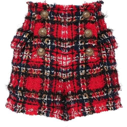 HIGH QUALITY Newest 2021 Designer Shorts Womens Fringed Tassel Plaid Tweed Shorts