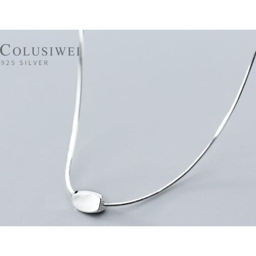 Colusiwei Genuine 925 Sterling Silver Irregular Beans Pendant Necklace for Women Snake Bone Chain Japanese Style Fine Jewelry