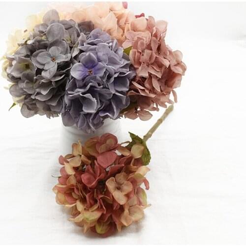 1 Pieces Wedding Christmas Decorations for Home Artificial Hydrangea Bouquet with Leaves Holding Flowers Interior Beautification