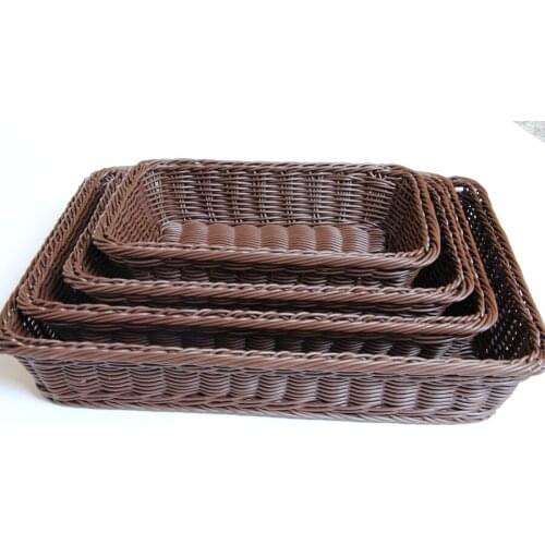 1PC Handmade Rattan Bread Baskets Bread Baskets Dried Fruit Organs Fruit Orders Rectangular Food Fruit Basket LB 284