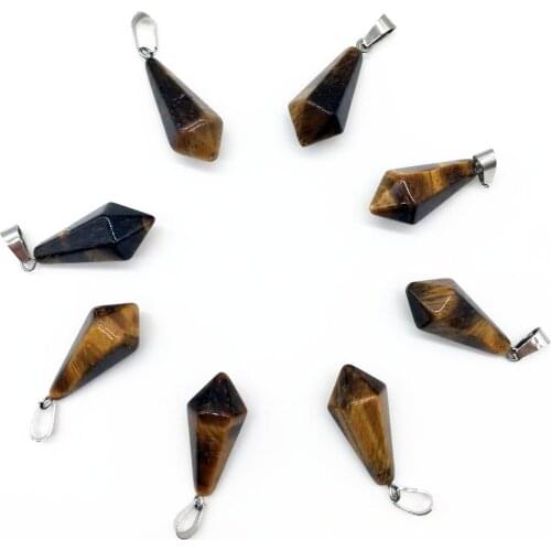 1pcs charms Tiger eye natural Crystal Stone Drop prism pendant Pendant for Jewelry making