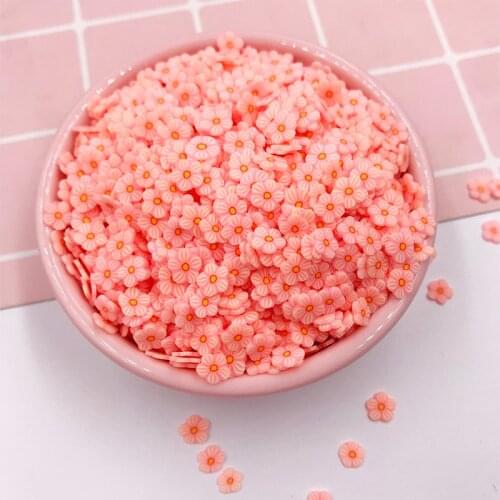 100g Hot Polymer Clay Pink Red Flower Slice Sprinkles for Crafts Making DIY Confetti Nail Art Decoration Slime Accessories 5mm
