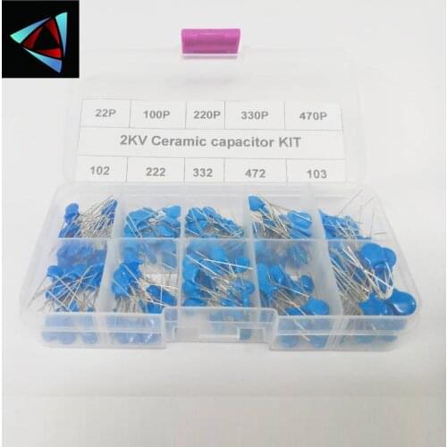 DIY KIT 200pcs=10value*20pcs 2KV Ceramic capacitor Box KIT 2KV 22P 100P 220P 330P 470P 102 222 332 472 103 EACH 20PCS