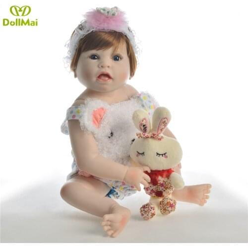 23inch boneca reborn silicone completa menina 55cm vinyl reborn girl toddler dolls toys for child bebe gift reborn