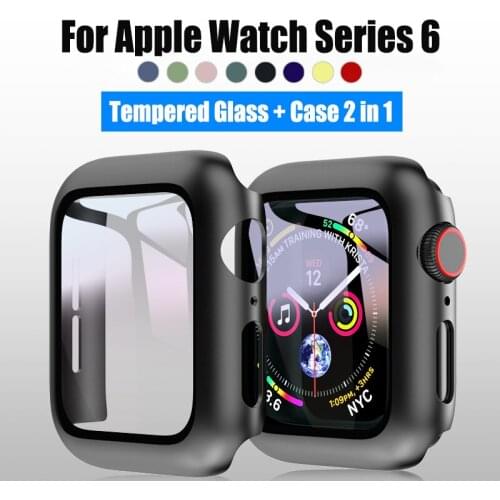 360 Full Screen Protector Bumper Frame Matte Hard Case For Apple Watch 6/SE/5/4/3/2/1 Cover Tempered Glass Film For Iwatch 5/6/4