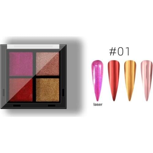 4Color Shimmer Nail Solid Powder Metallic Mirror Titanium Powder Holographic Powder Nail Glitter Powder Nail Art Decor TSLM1