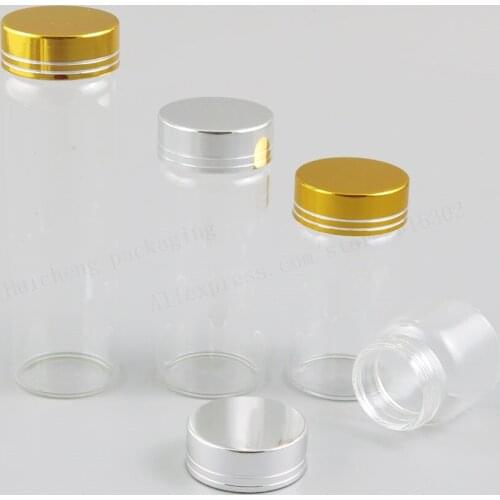 500 X 20ml 70ml 100ml 100ml Larger Refillable Glass Vials Bottles Containers with Gold Silver Aluminium Cap 3.33oz Containers