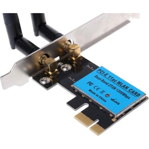 AC1200Mbps PCI-E Dual Band 5G/2.4G WiFi Adapter PCI Express WIFI WLAN Card with Antennas for Windows 7/8/10