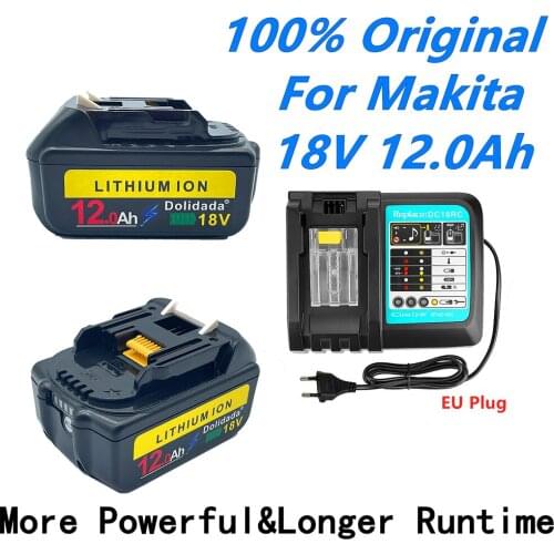 2021 new 18 Volt rechargeable battery 12000mah lithium ion battery Makita bl1880 bl1860 bl1830 + 3A charger power tool battery
