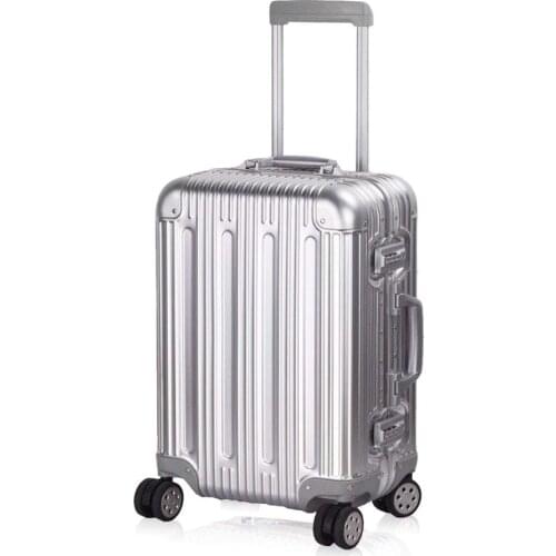 Aluminum Luggage Carry On Spinner Hard Shell Suitcase Lightweight Metal Suitcases TSA Unlock (Silver 20"24"29" Inch)
