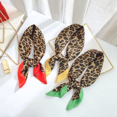 Aurdolf 2020 new stripe scarves women novelty silk square foulard leopard ladys neck hair scarf leopard print girl hair scarf