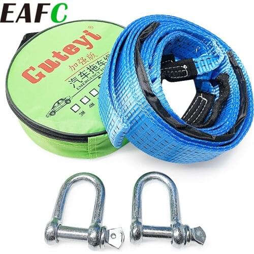5M 8Tons High Strength Nylon Trailer Tow Ropes Strape Cable with U Hooks Reflective Light Towing Rope for Car Truck Trailer SUV