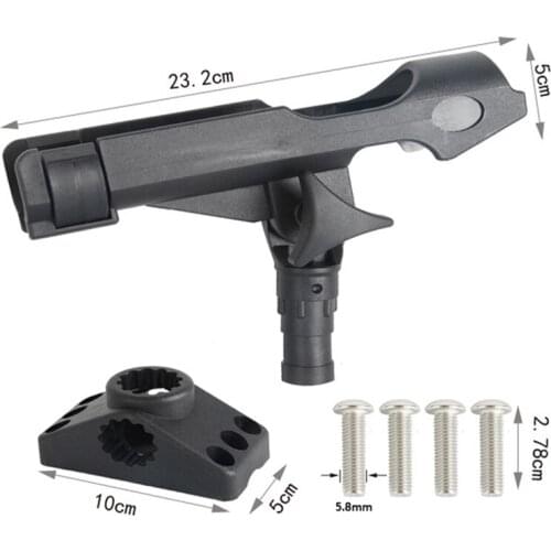 Black Adjustable Fishing Rod Support Frame Dinghy Raft Kayak Fishing Rod Holder Device Pole Mount Tool