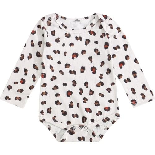 Breathable Baby Girls Boys Romper, Toddlers Spring Autumn Creative Leopard Print Long Sleeve Round Collar Jumpsuit