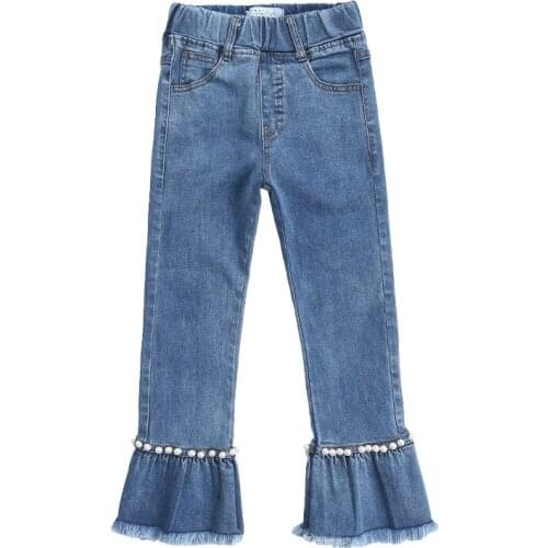 Girl jeans spring and autumn dress big boy fashion flared pants little girl foreign gas pants cross-border wholesale