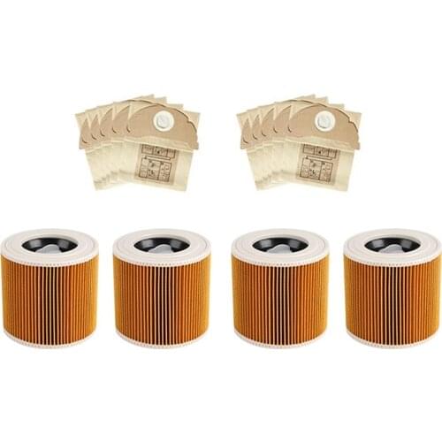 1Set Hepa Filters + Dust Bags for Karcher WD2250 A2004 A2054 MV2 WD2 Vacuum Cleaner Replacement Spare Parts Accessories