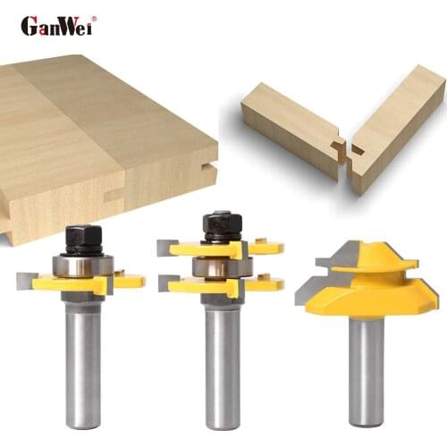GanWei 3PCS 1/4'' 12mm Woodworking Milling Cutters CNC Engraver Attachments Machine Wood Router Burrs Drill Bit Carpentry Tools