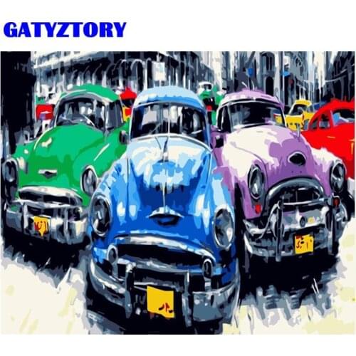 GATYZTORY DIY Pictures By Number Car Drawing On Canvas HandPainted Painting DIY Pictures By Number For Living Room Gift Home Dec