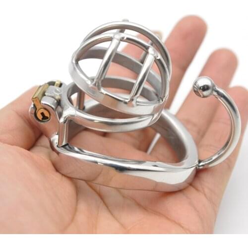 Happygo Ergonomic Design Stainless Steel Male Chastity Device,Cock Cage,Penis Lock,Cock Ring,Chastity Belt C273