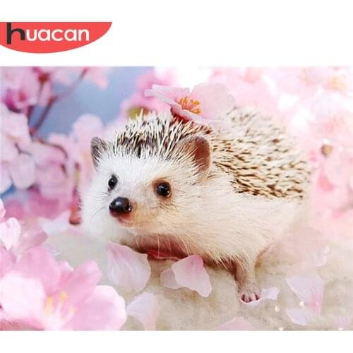 HUACAN Full Square Round Diamond Painting Hedgehog Needlework New Arrival Diamond Embroidery Animal Diamond Mosaic Home Decor