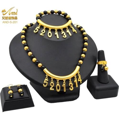 Luxury Copper Jewellery 24k Dubai Gold Woman African Beads Jewelry Set Indian Wedding Female Jewelry Necklace And Earrings Sets