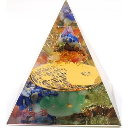 Classic Style Yin Yang Eight Diagrams Colorful Rainbow Stone and Resin Pyramid Pendant Lapis Lazuli Orgone Energy Jewelry