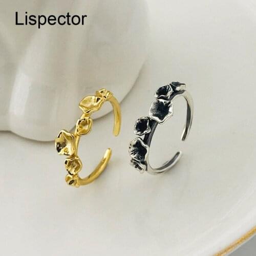 Lispector 925 Sterling Silver Vintage Irregular Small Flower Rings for Women Korean Retro Matching Ring Female Jewelry Gifts