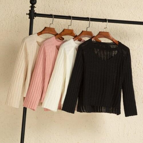 2021 korean style long sleeve top sweaters for women fashion tops clothing sweaters v neck black white pullovers knitted blouses