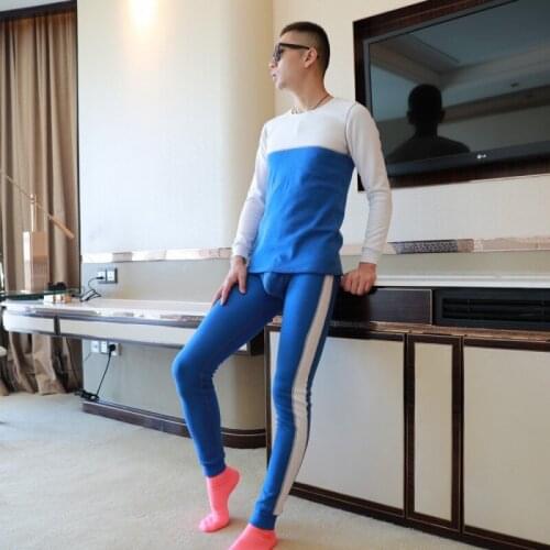 Mens Middle Waist Thermal Sets Autumn and Winter Thickening Plus Velvet Warm Clothes Long Pants Suits(for A Suits)