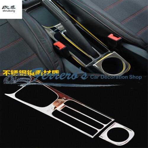 Free shipping 2pcs/lot Car stickers Stainless steel Handbrake panel cover decoration for 2011-2017 Volkswagen VW POLO 6R 6C