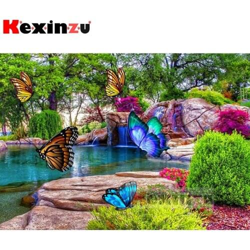 New 5D diamond painting full Square/Round diamond embroidery-Butterfly pond-rhinestone DIY mosaic Cross Stitch 3D Home Decor Y43