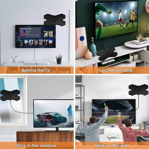 2021 Newest High Gain HDTV DTV Box Digital TV Antenna EU Plug 2000 Miles Amplified Booster Active Indoor Aerial HD Flat Big Sale