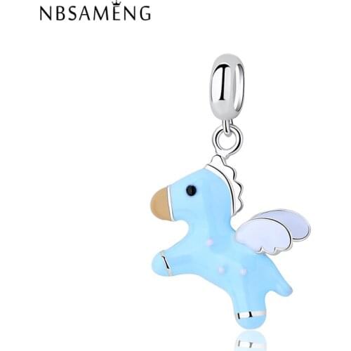 New Authentic 100% 925 Sterling Silver Bead Charm Pony Baby Horse Pendant Charms Enamel Fit Bracelets Women Diy Jewelry
