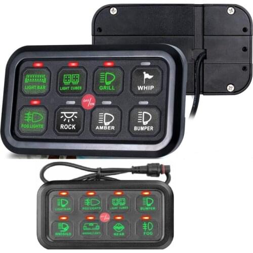 8 Gang Switch Panel Electronic Relay System with Circuit breakers Control Box Waterproof for Jeep JK WRANGLER ATV UTV SUV camper