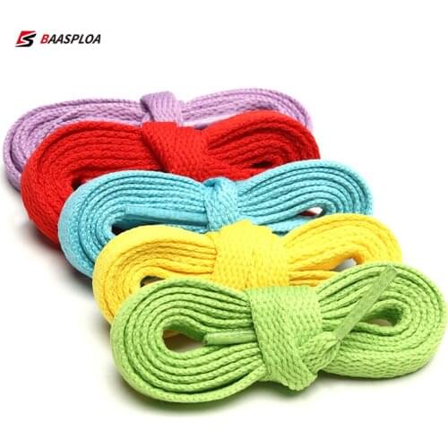 Baasploa Shoelaces Flat Sneakers Canvas Shoe Laces Mulity Color Fluorescent Shoelace 80/100/120/140Cm Men Women Shoe Accessories