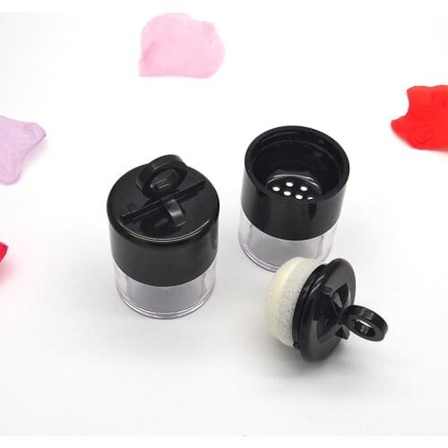 Portable Loose Powder Mini Gridding Shading Powder Container with a Puff Conjoined Cover Transparent Loose Powder Packing Box
