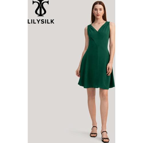 LilySilk Silk Dress With Smocking Shoulder Unique Cutting Women NEW Free Shipping