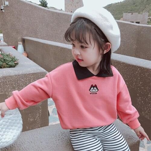 Girls' Hoodies Sweatshirts Kids Outwear 2021 Lapel Velvet Thicken Warm Winter Autumn Cotton Fleece Plus Size Childrens Clothing