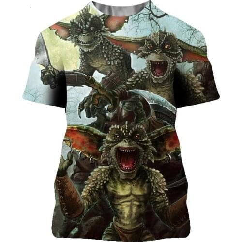 Street Cool 3D Printed T-shirt Custom Gremlins Cartoon Pattern Men And Women With Harajuku style Round Neck T shirts Hot Sale