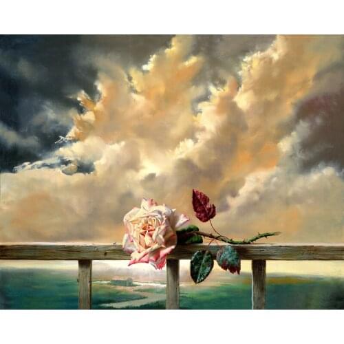 Embroidery Needlework Flower Rose by the Sea Crafts 14CT Canvas Unprinted DIY Quality Art Cross Stitch Kits Handmade Decor